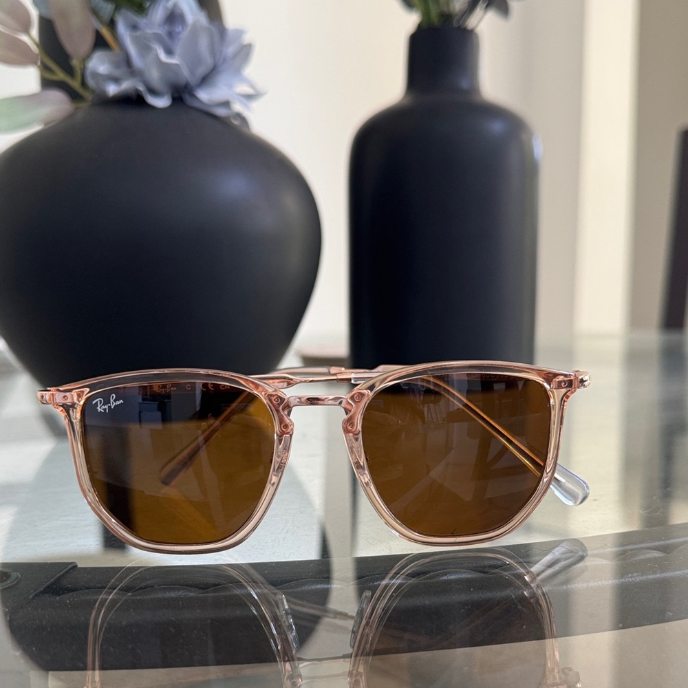 Ray-Ban Sunglasses with Pink Frames and Brown Lenses